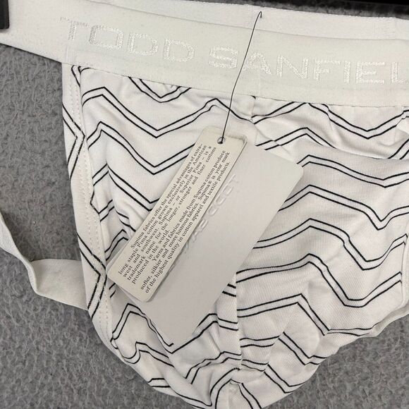 Todd Sanfield Supima Jock Men's XL White Two Line Chevron Underwear Strap NEW - Picture 2 of 9